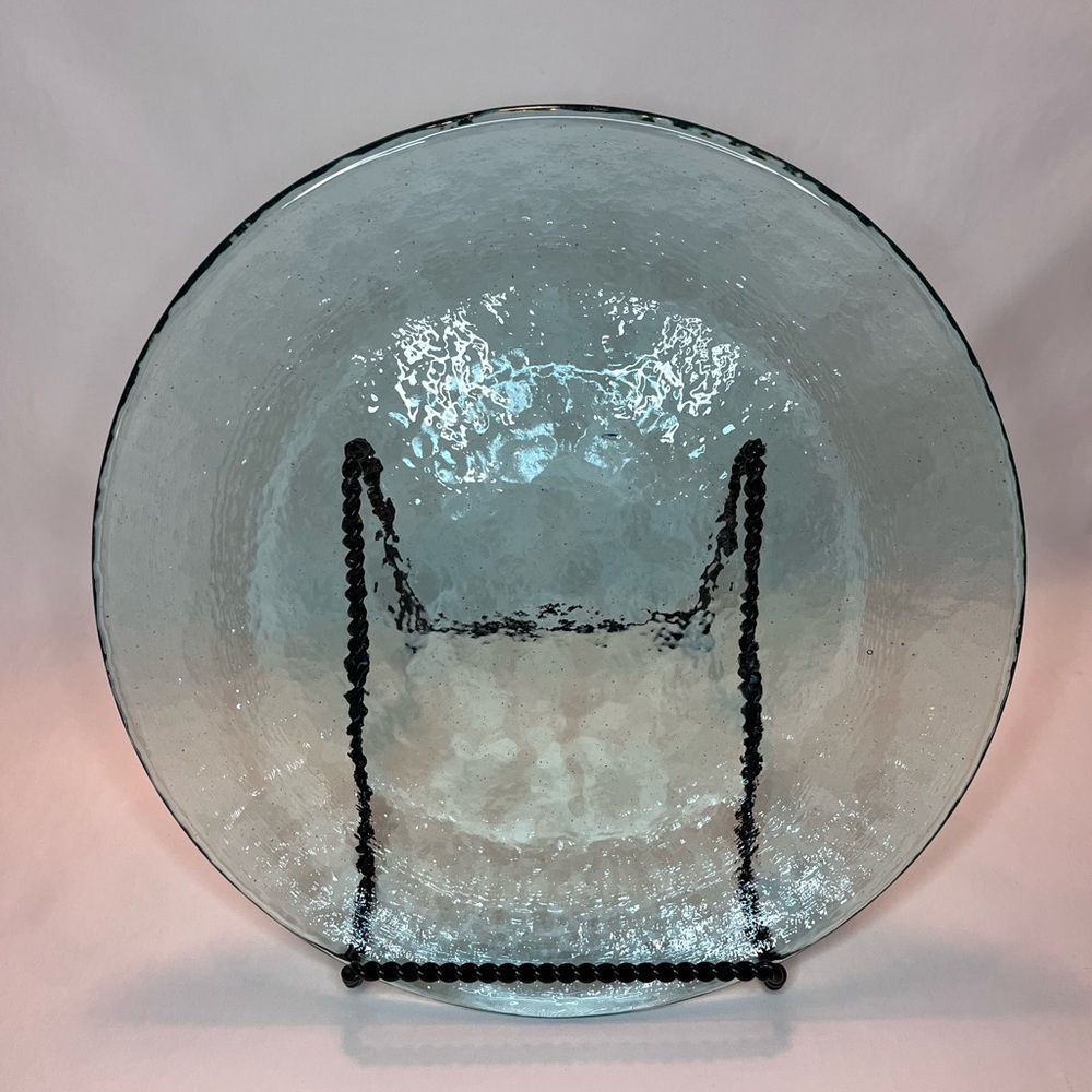 Authentic Fire & Light Recycled Glass Dinner Plate Aqua 11 inches Art